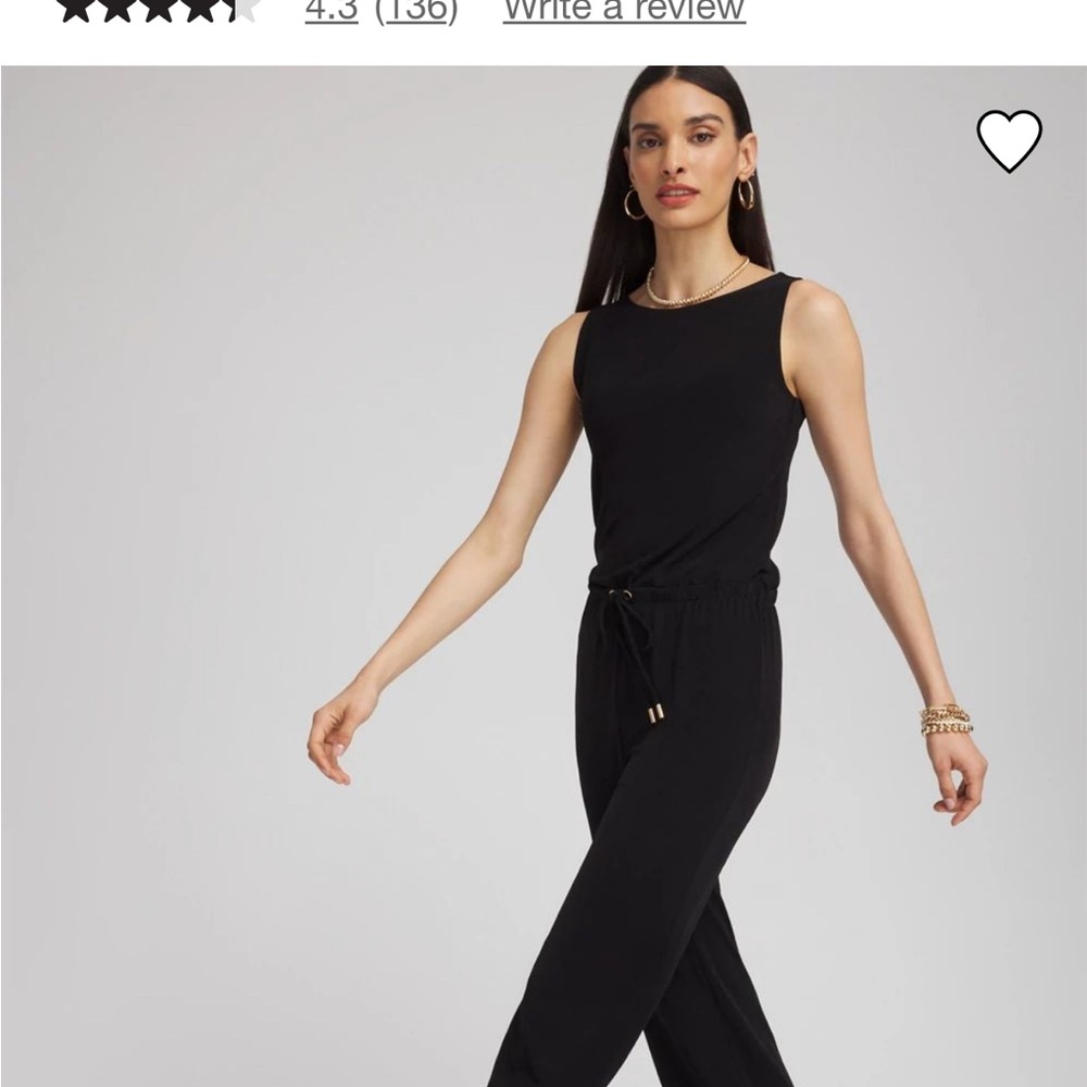 Chico's Black Jumpsuit with Tie Waist and Straight-Leg Design petite